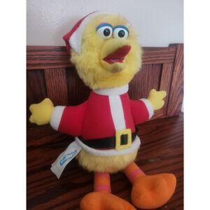 Sesame Street Christmas Big Bird Plush 1988 PLAYSKOOL Santa Suit Vintage Muppets